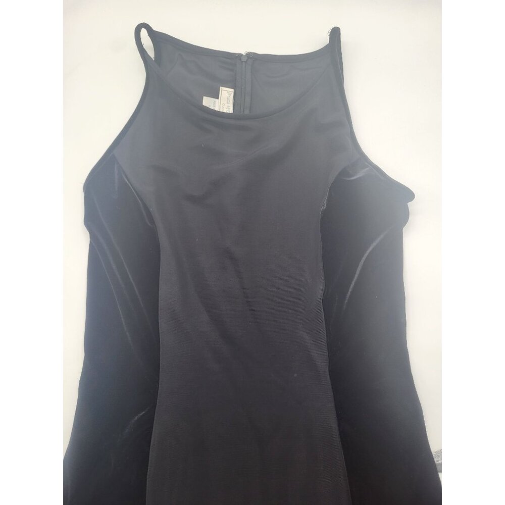 Jessica McClintock Gunne Sax VTG 11/12 Long Black Dress Goth Prom Velvet Formal - Picture 9 of 9